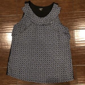 LOFT Outlet | Geometric Blue and Black Ruffle Tank